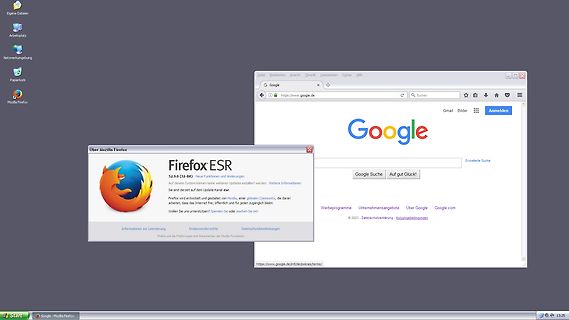 Desktop-Screenshot mit Firefox ESR und Google-Webseite
