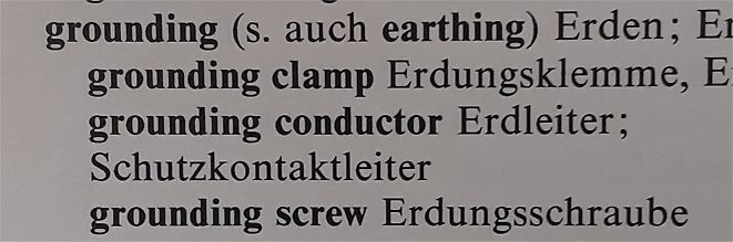 Englisch-Deutsch Übersetzungen für Erdung