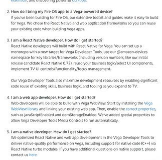 Dokumentation zur Entwicklung von Apps für Vega-Geräte