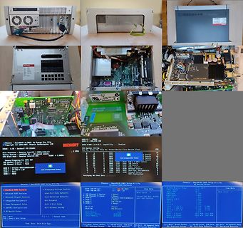 Collage aus Fotos eines Beckhoff Industrie-PCs und BIOS-Screenshot