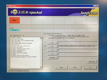 Foto eines Computerbildschirms mit Odin Software