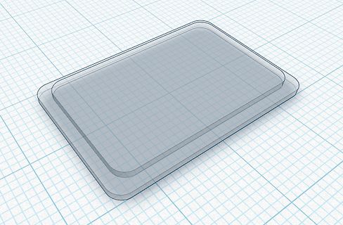 3D-Modell eines rechteckigen Objekts auf Millimeterpapier