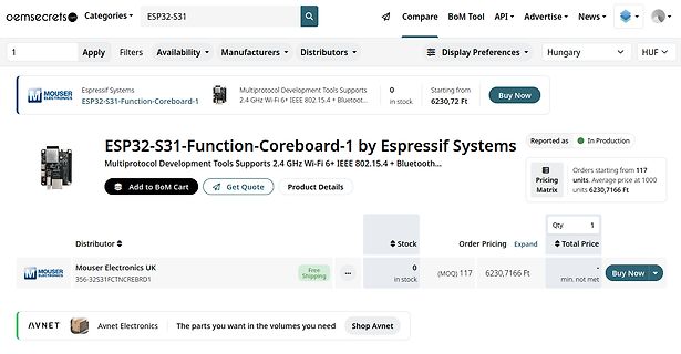 Mouser Electronics Produktseite ESP32-S31 Function-Coreboard-1