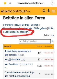 Screenshot eines Internetforums für Mikrocontroller