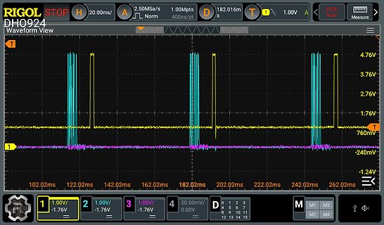 Oszilloskop-Screenshot eines digitalen Signals