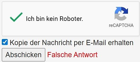 reCAPTCHA Bestätigung und Formularfeld
