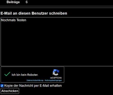 Screenshot eines Kontaktformulars
