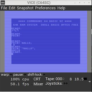 Screenshot eines Commodore 64 Emulators