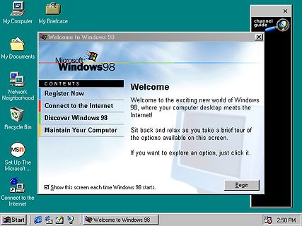 Windows 98 Willkommensbildschirm