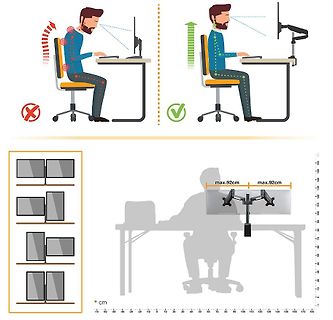 Illustration zur ergonomischen Sitzhaltung am Schreibtisch