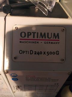 Typenschild einer OPTIMUM Maschine