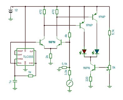 Schaltplan mit TLC555 Timer und LED-Ansteuerung