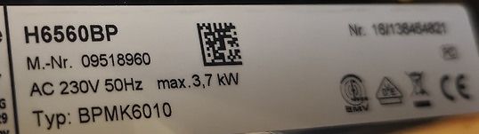 Typenschild eines Elektrogeräts