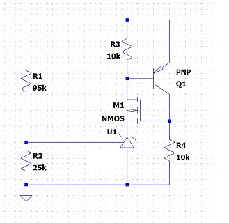 Schaltplan mit PNP-Transistor und NMOS-FET