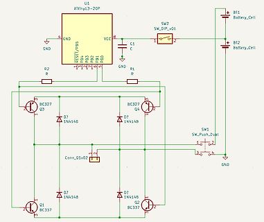Schaltplan mit ATtiny13 Mikrocontroller und Transistoren