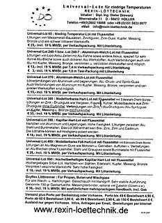 Werbeanzeige für Universal-Lote