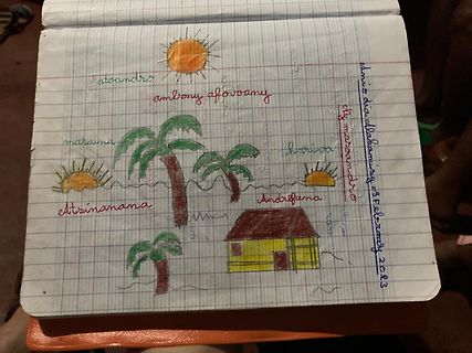 Handzeichnung einer Landschaft auf linierten Papier