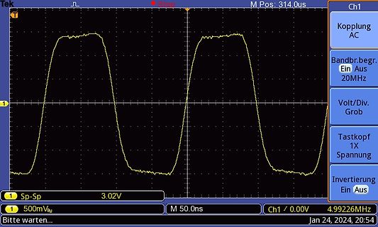 Oszilloskop-Screenshot eines Rechtecksignals