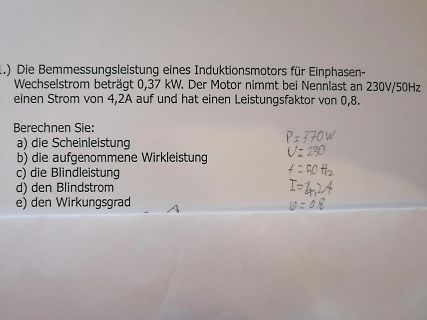 Textaufgabe zu einem Induktionsmotor