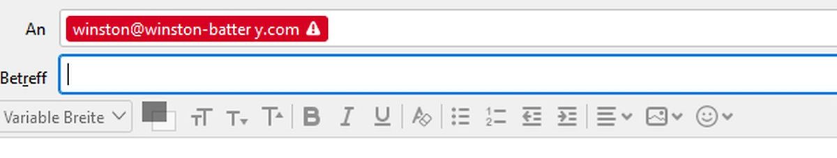Ausschnitt einer E-Mail-Benutzeroberfläche