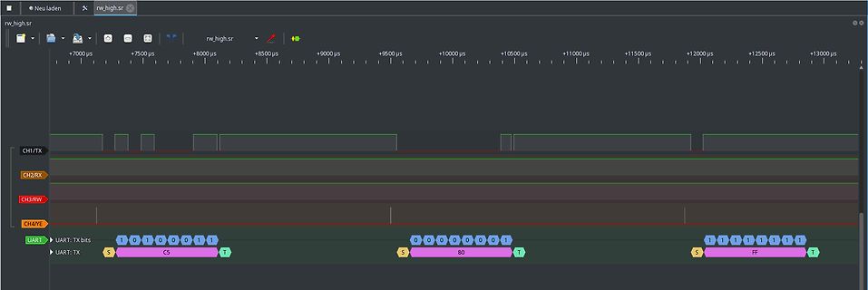 Logikanalysator-Screenshot einer UART-Übertragung