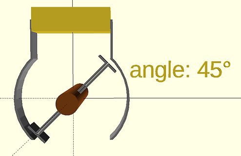 3D-Modell eines mechanischen Bauteils mit Winkelangabe