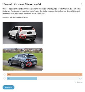 Umfrage zu Blinkern bei Hyundai und KIA Fahrzeugen