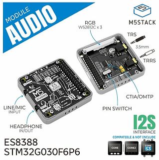 M5Stack Audio Modul mit Komponentenbeschriftung