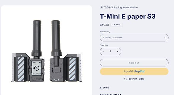 Produktseite eines T-Mini E paper S3 Moduls