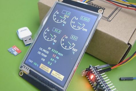 Display eines Flugzeug-Instrumenten-Prototyps mit Messwerten