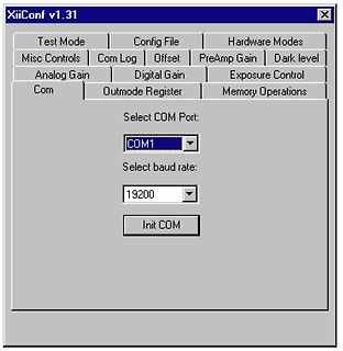 Software-Konfigurationsfenster für eine serielle Schnittstelle