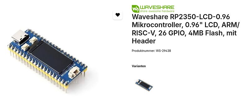 Produktseite Waveshare RP2350-LCD-0.96 Mikrocontroller