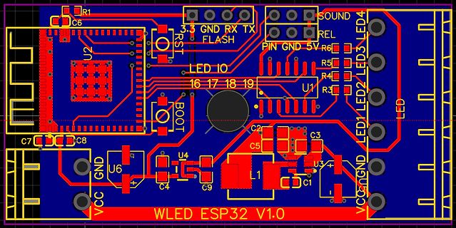 PCB-Layout einer ESP32-Leiterplatte
