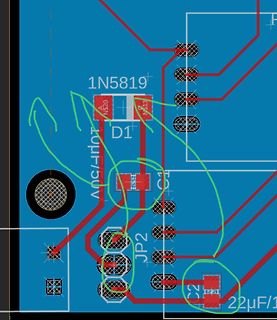 Ausschnitt eines PCB-Layouts mit Bauteilen