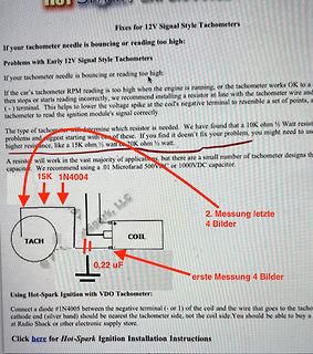 Abfotografierter Bildschirm mit Anleitung für Tachometer-Reparatur