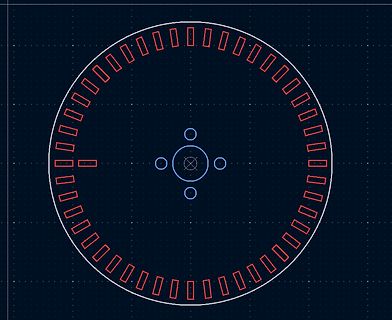 CAD-Zeichnung eines kreisförmigen Bauteil-Layouts