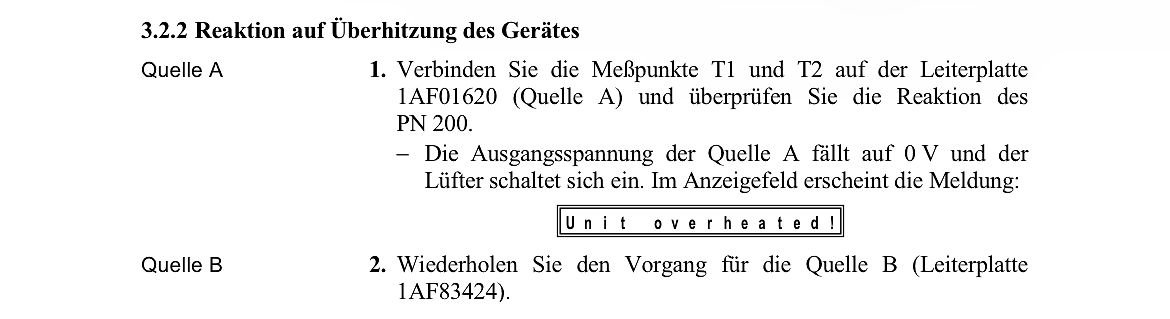 Deutscher Text zu einem Versuch zur Geräteüberhitzung