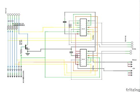 Schaltplan mit Logikgattern und Transistor