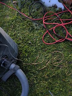 Kabel und Schlauch auf Gras