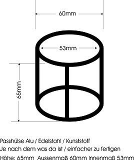 Technische Zeichnung einer Passhülse mit Maßen
