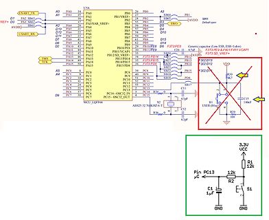Schaltplan eines Mikrocontroller-Designs mit Detailansicht