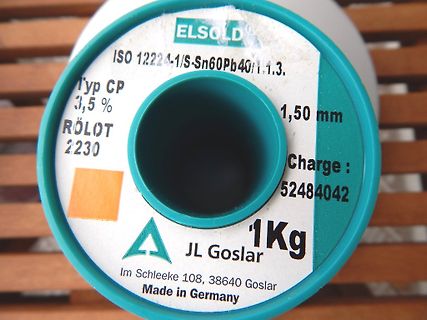 Etikett einer Lötzinnrolle von Elsold