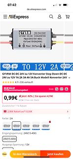 AliExpress Produktseite DC-DC Konverter