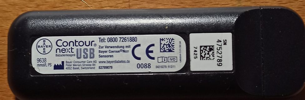 Rückseite eines Contour next USB Blutzuckermessgeräts