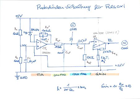 Handgezeichneter Schaltplan für eine Photodiode-Schaltung