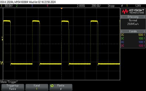 Oszilloskop-Screenshot eines Rechtecksignals