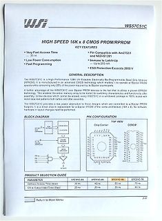 Datenblatt Ausschnitt WS57C51C CMOS PROM/RPROM