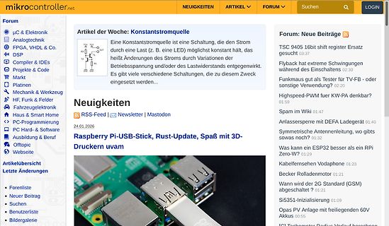 Screenshot der Website mikrocontroller.net