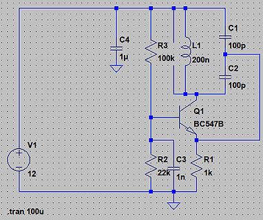 Schaltplan einer Transistorschaltung mit LC-Glied