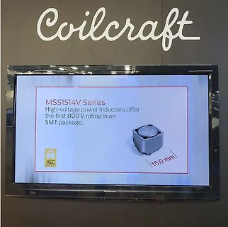 Monitor mit Werbung für Coilcraft MSS1514V Serie Induktoren
